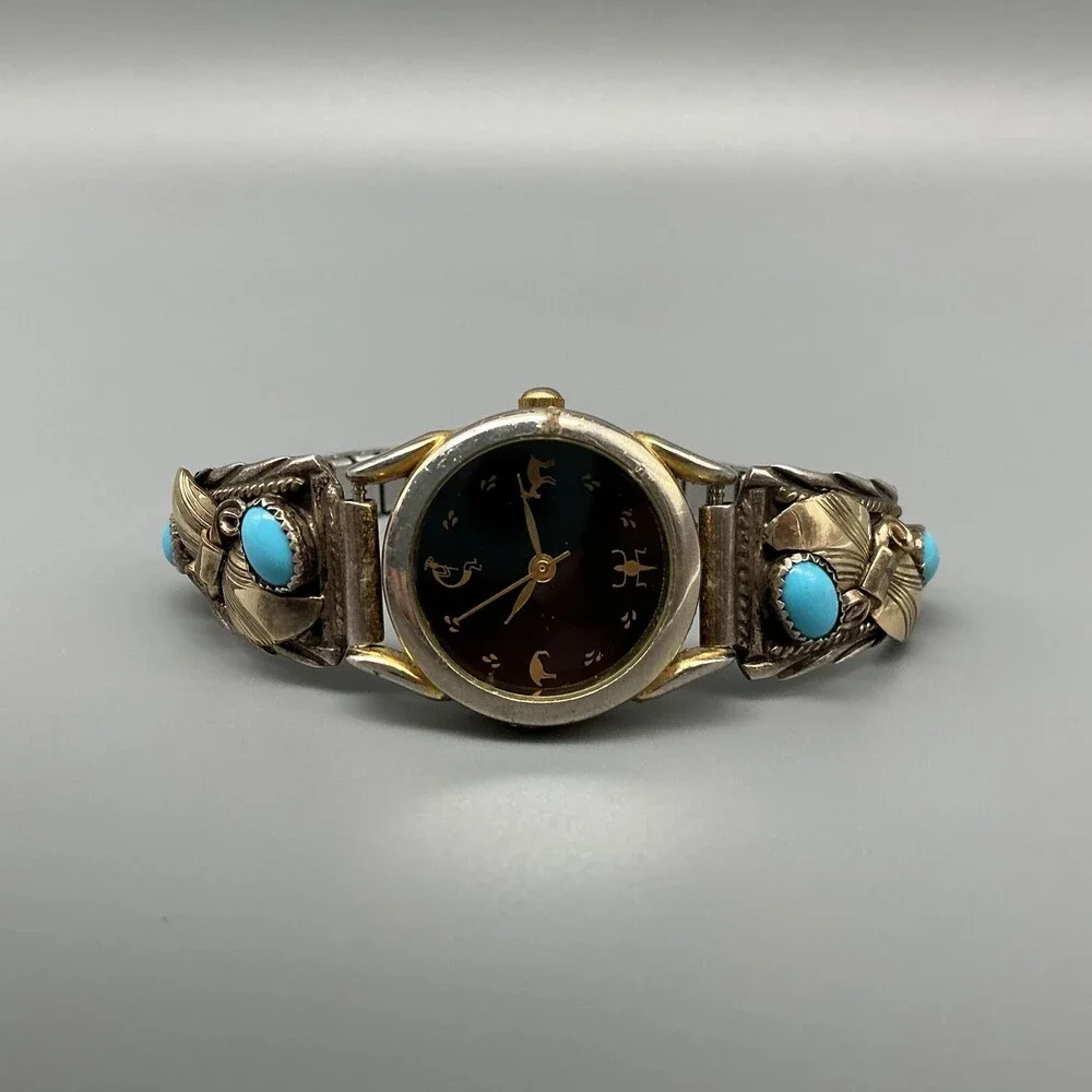 Vintage Skyway Trading Company Women Watch 24mm Sterling Turquoise Tips New Batt